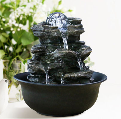 LED를 가진 유리제 공 Polyresin 가정 실내 장식 거실 분수에 실내 바위 산 협력 업체
